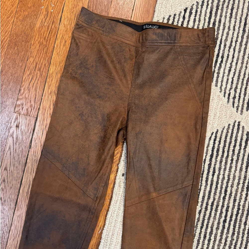Brown Faux Leather Pleather Edgy Leggings - Picture 2 of 8